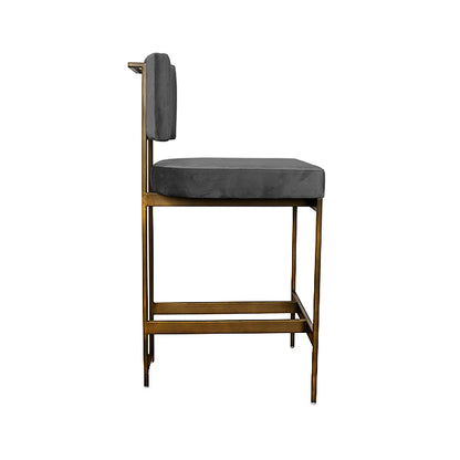 Baylor Counter Stool in Grey Velvet & Bronze