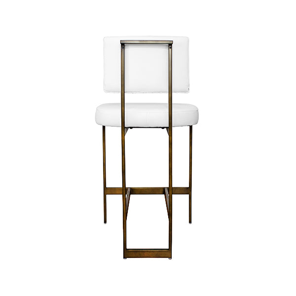 Baylor Counter Stool in White Vinyl & Bronze