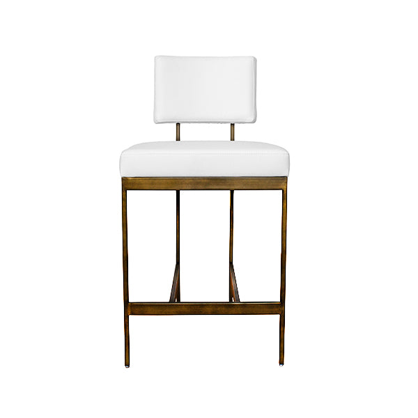 Baylor Counter Stool in White Vinyl & Bronze