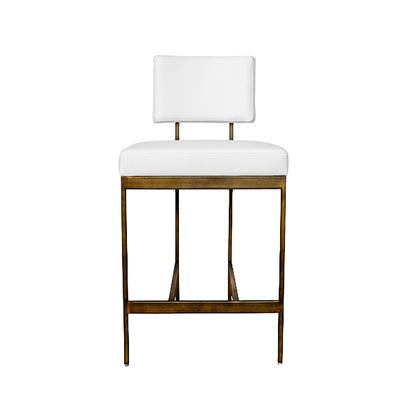 Baylor Counter Stool in White Vinyl & Bronze
