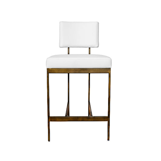 Baylor Counter Stool in White Vinyl & Bronze