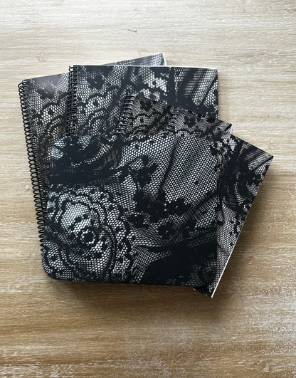 Black + White Lace Notebook