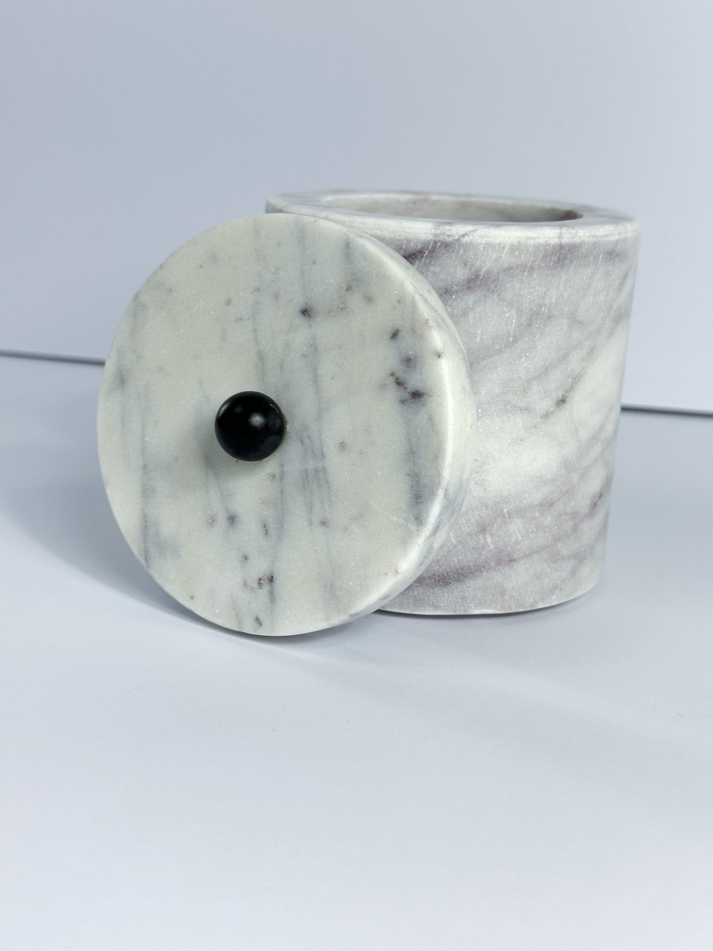 White and Grey Marble Storage Container
