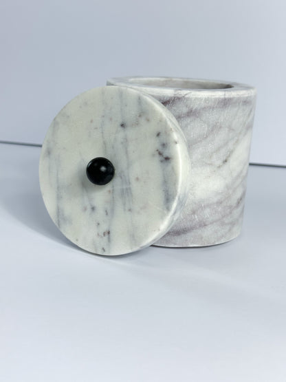 White and Grey Marble Storage Container