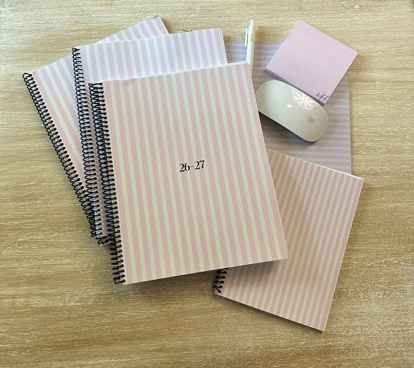 2026 - 2027 Signature Pink + Cream Striped Mid Year Lifestyle Planner