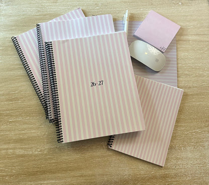2026 - 2027 Signature Pink + Cream Striped Mid Year Lifestyle Planner