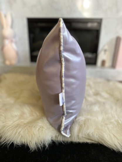 Lilac Pearl Faux Leather Throw Pillows