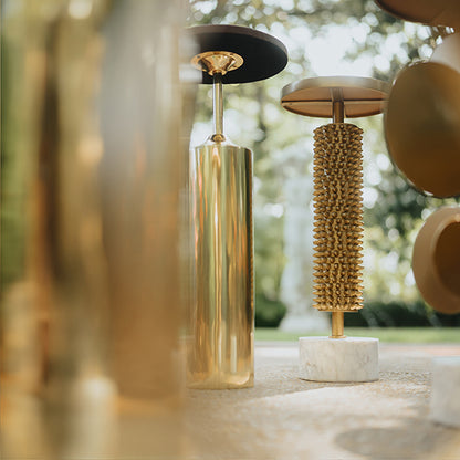 Talia Cigar Table in Brass & Marble