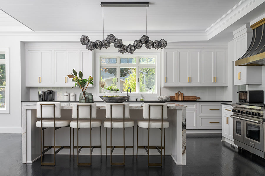 Baylor Counter Stool in White Vinyl & Bronze