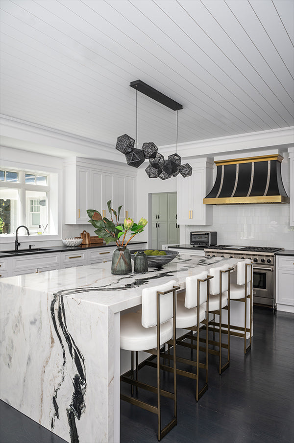 Baylor Counter Stool in White Vinyl & Bronze