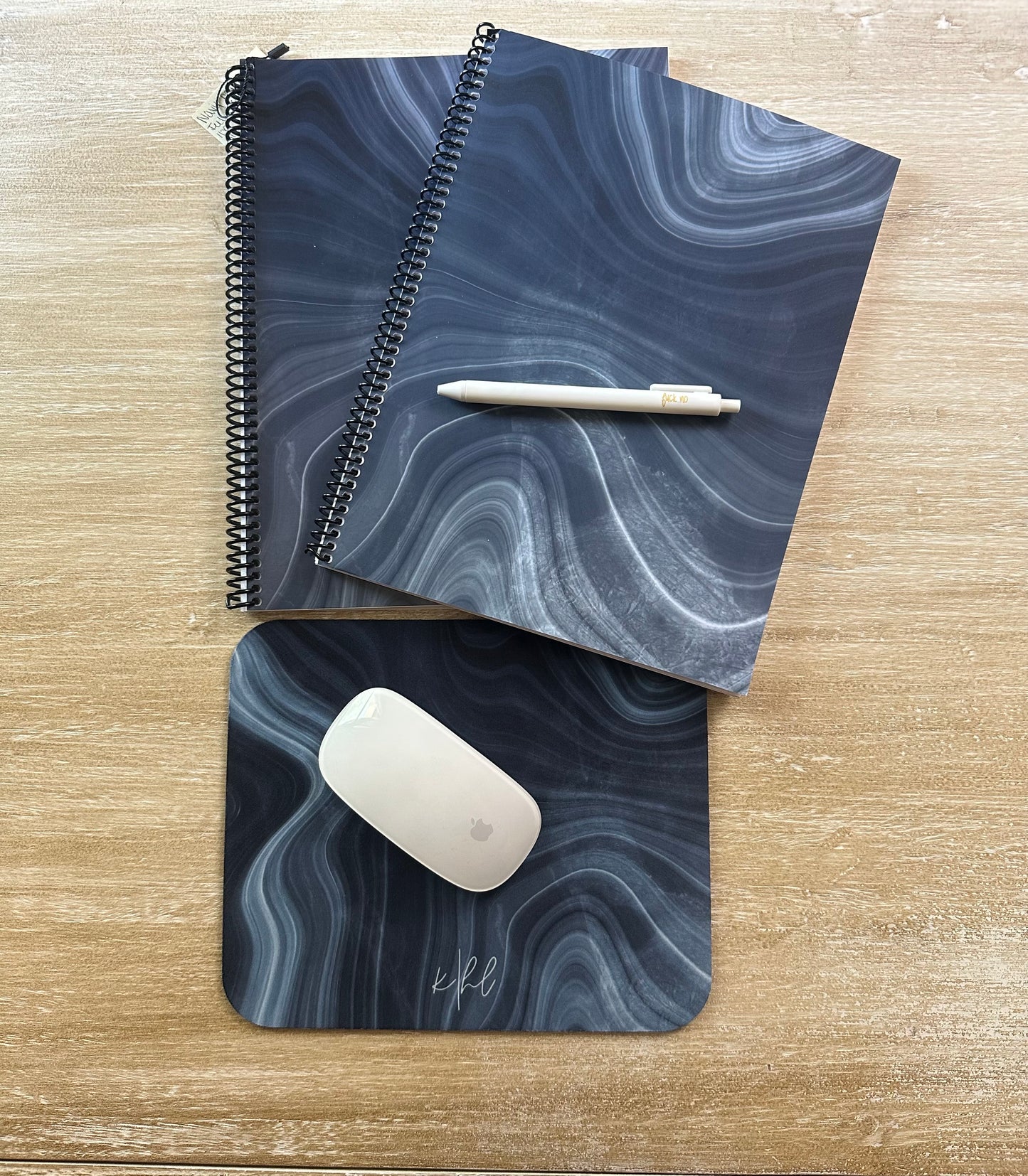 Navy Marble Mouse Pad