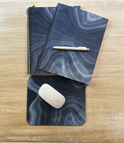 Navy Marble Mouse Pad
