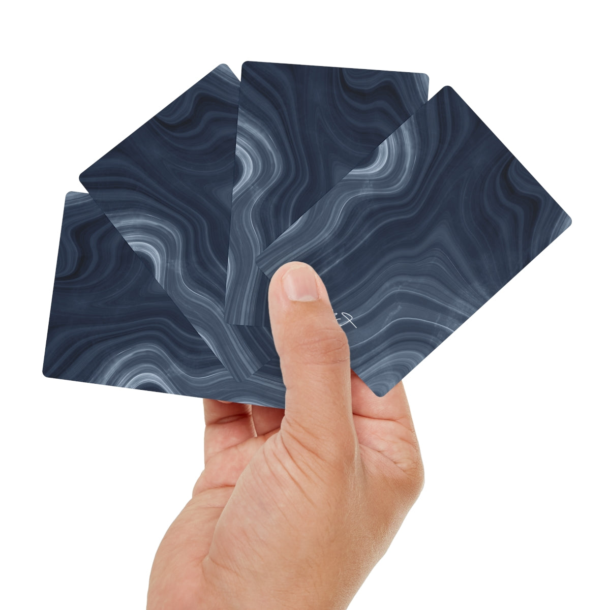 Navy Marble Poker Playing Cards