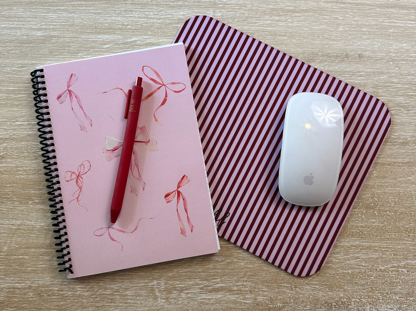 Pink + Red Stripe Mouse Pad