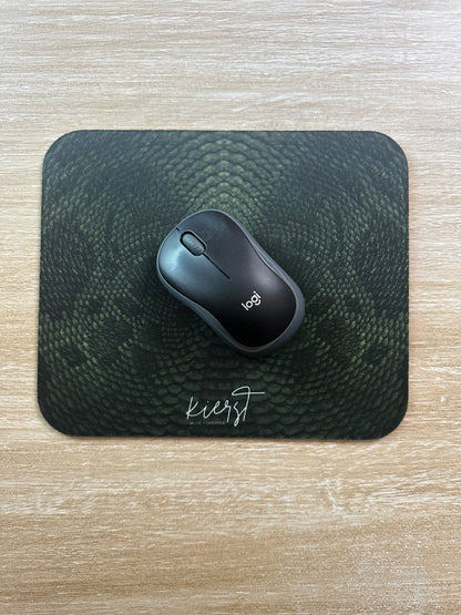 Deep Rich Green Snake Print Mouse Pad