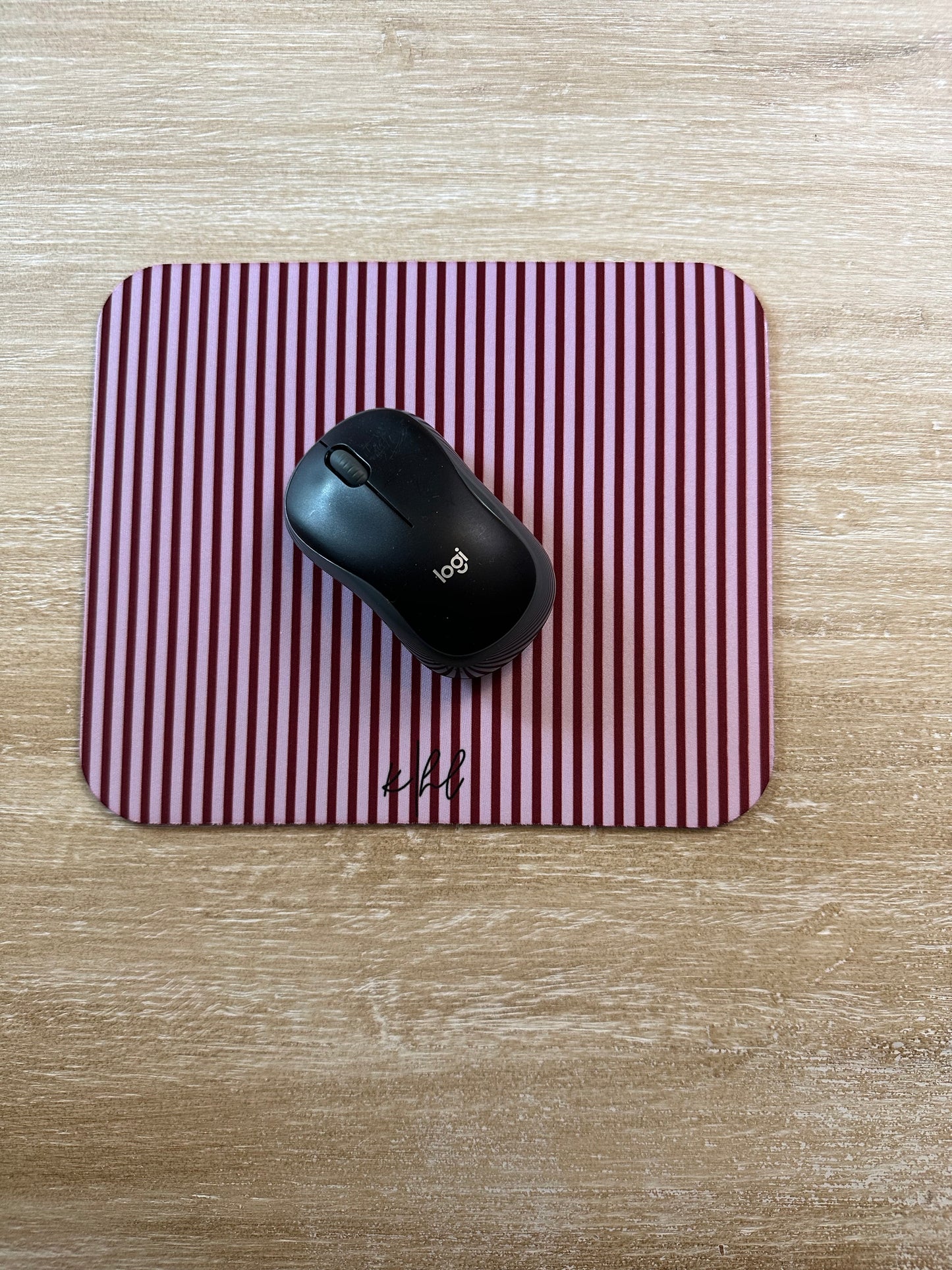 Pink + Red Stripe Mouse Pad