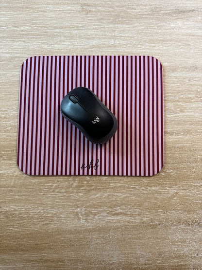 Pink + Red Stripe Mouse Pad