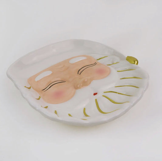 White Santa Dessert Plate