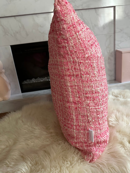 Pink Tweed Throw Pillow