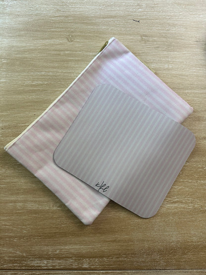 kierst Signature Pink + Cream Striped Mouse Pad