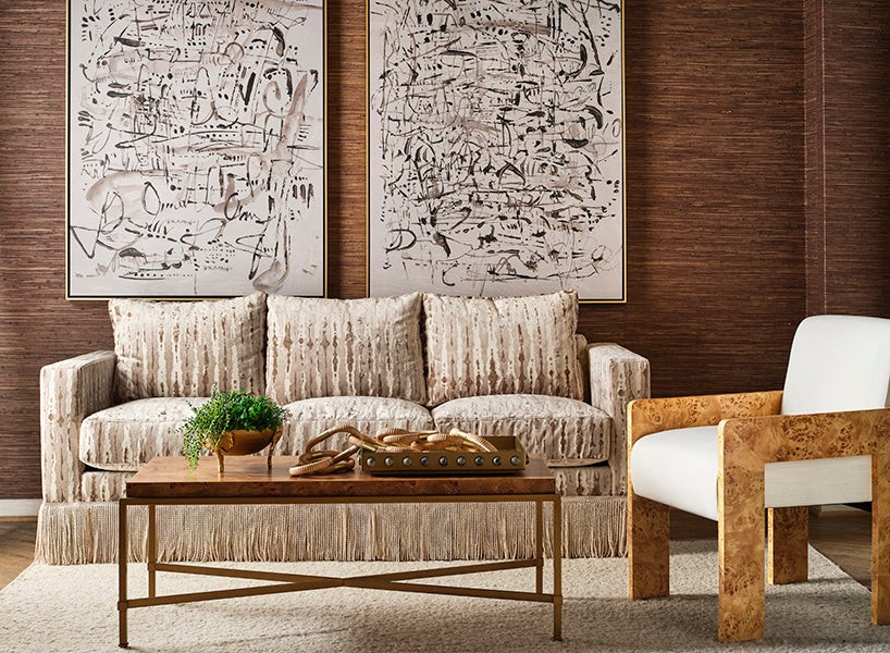 Astor Armchair in Burl & White Linen