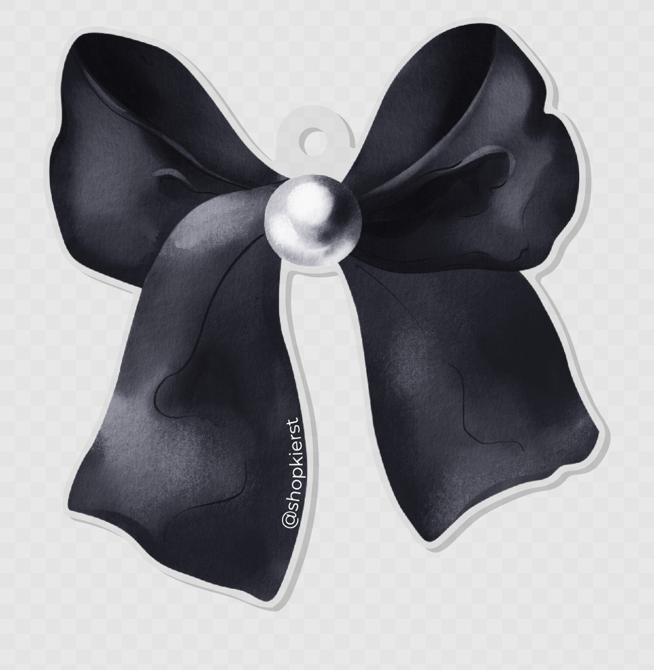 Pearl on Black Bow Ornament + Keychain