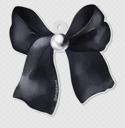Pearl on Black Bow Ornament + Keychain