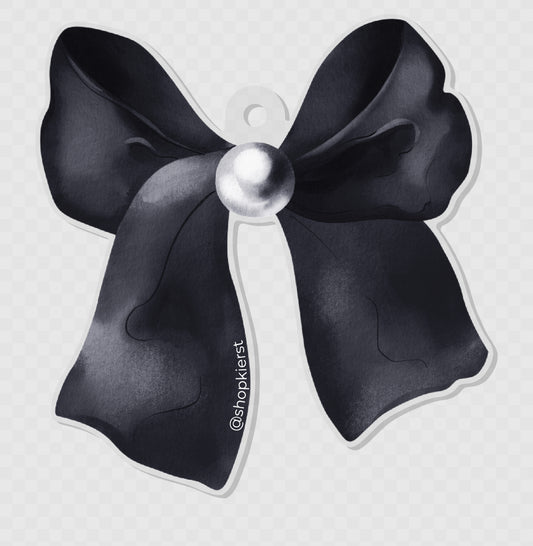 Pearl on Black Bow Ornament + Keychain