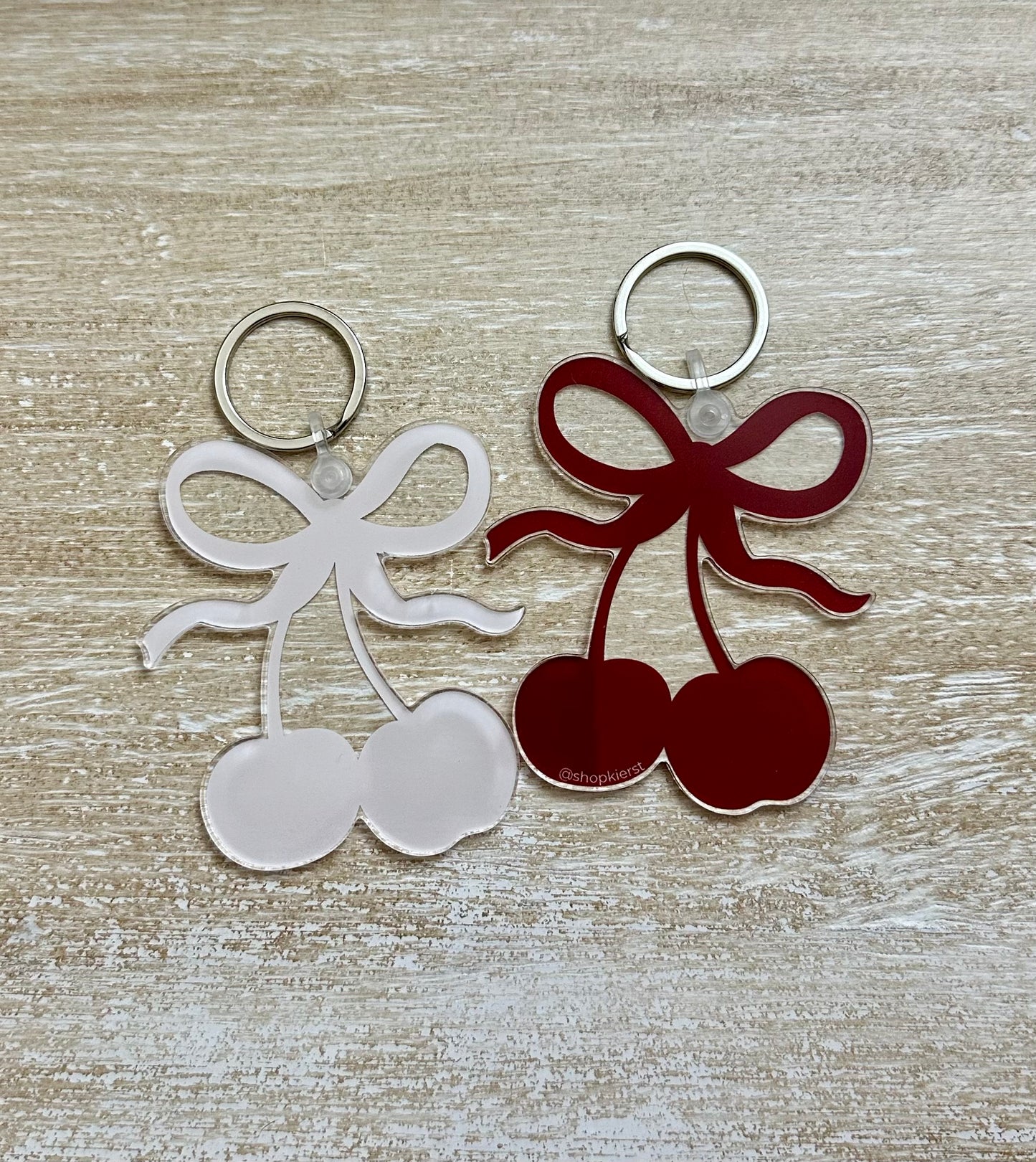 Cherry Stem Bow Ornament + Keychain (Red)