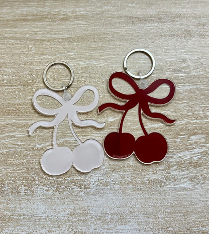 Cherry Stem Bow Ornament + Keychain (Red)