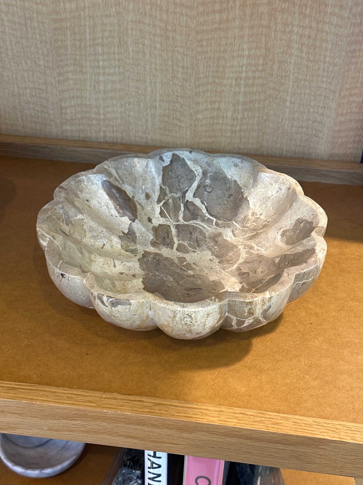 Tan Marble Scalloped Dish