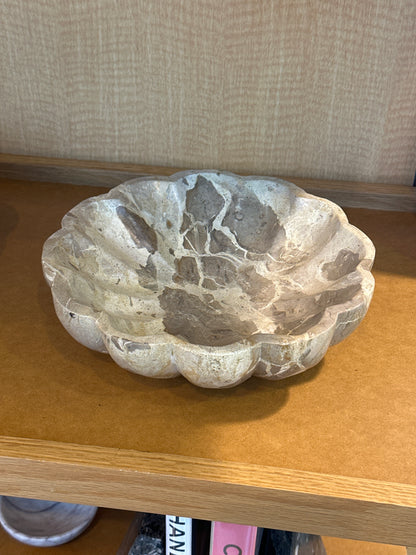 Tan Marble Scalloped Dish