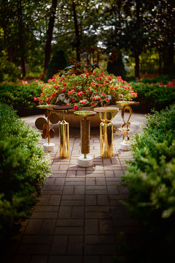 Talia Cigar Table in Brass & Marble