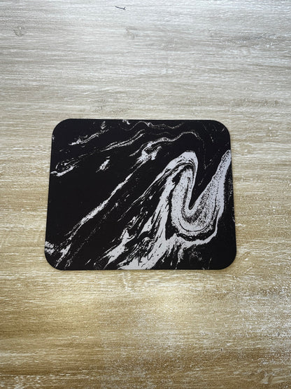 Cream Marble on Signature Velvet Noir Mouse Pad