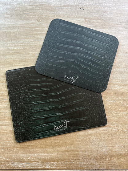 Emerald Crocodile Print Faux Leather Mouse Mat