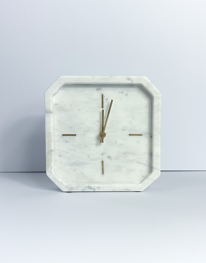 White and Grey Marble Clock