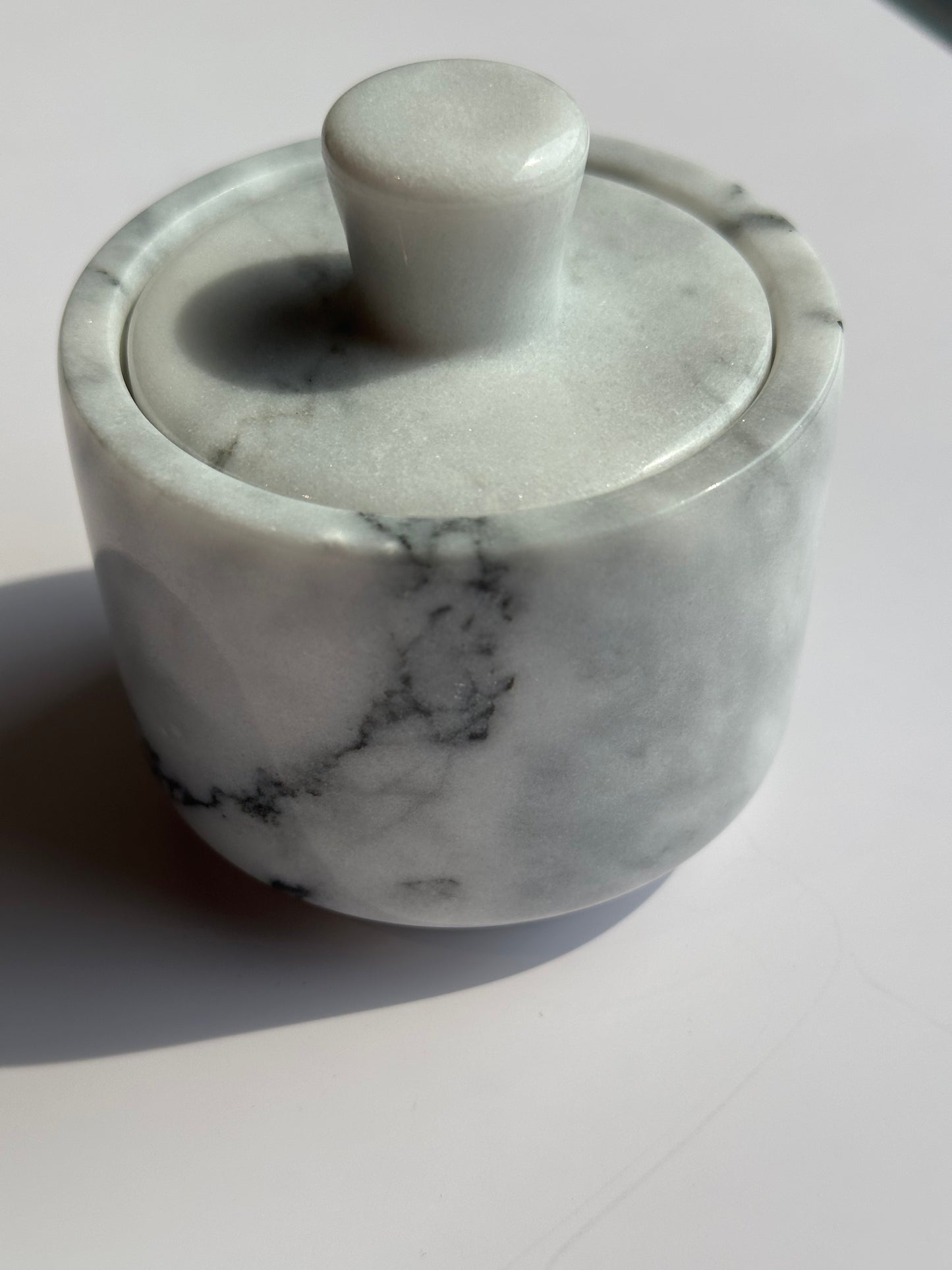 Marble Spice Cellar with Lid | Luxe Kitchen Storage in White and Grey or Black Marble