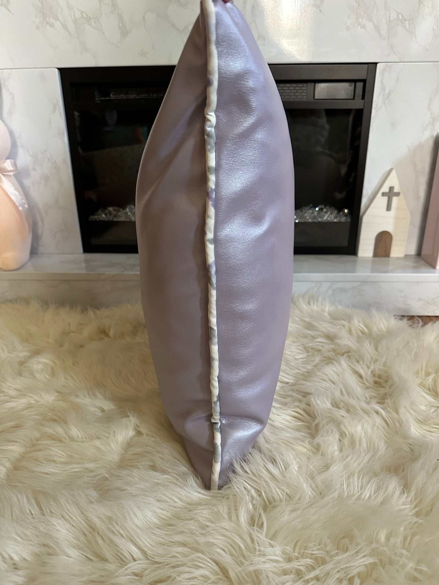 Lilac Pearl Faux Leather Throw Pillows