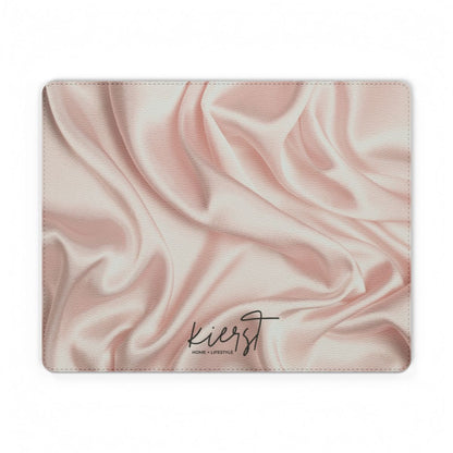 Pink Silk Print Faux Leather Mouse Mat
