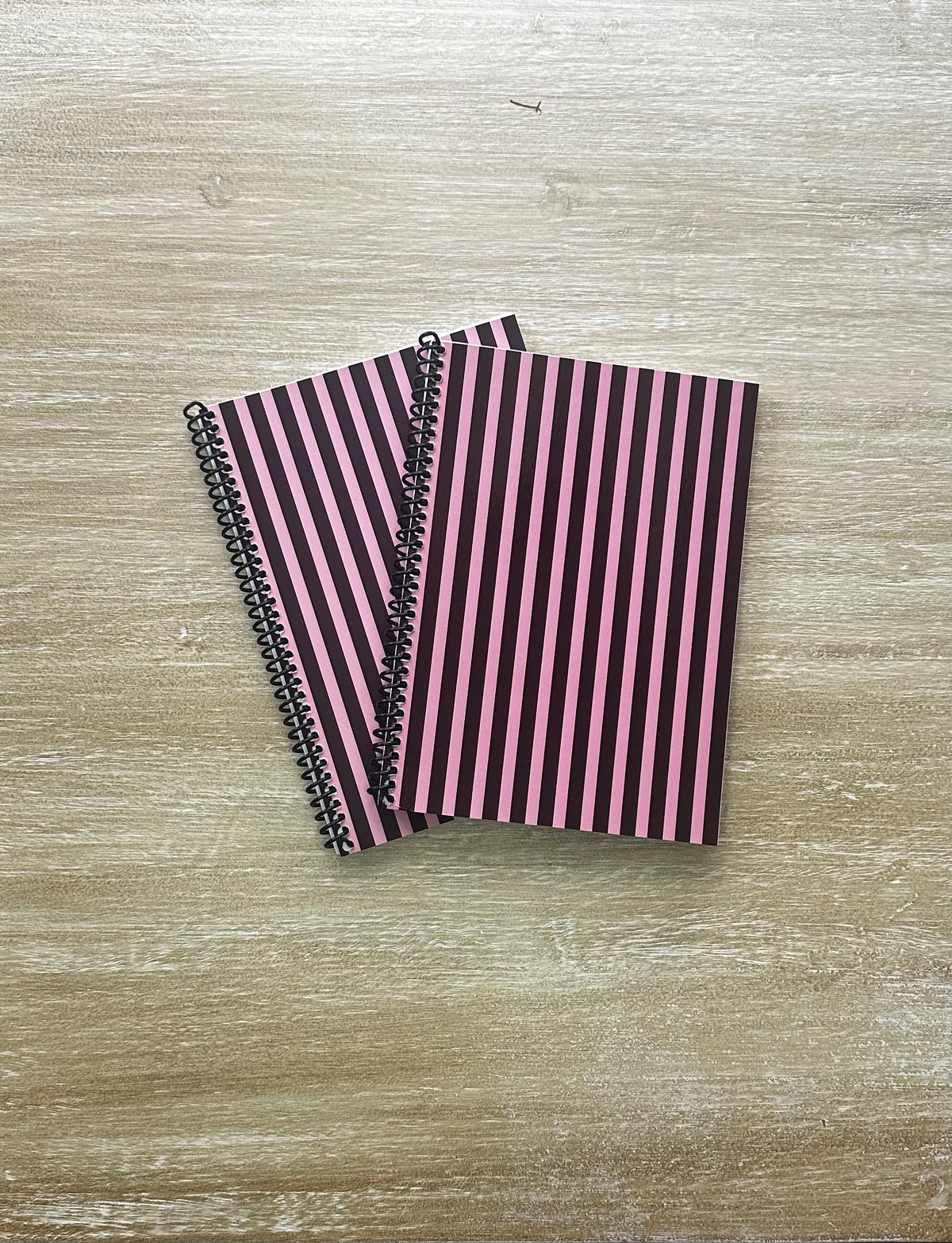 Pink + Signature Velvet Noir Stripes Notebook