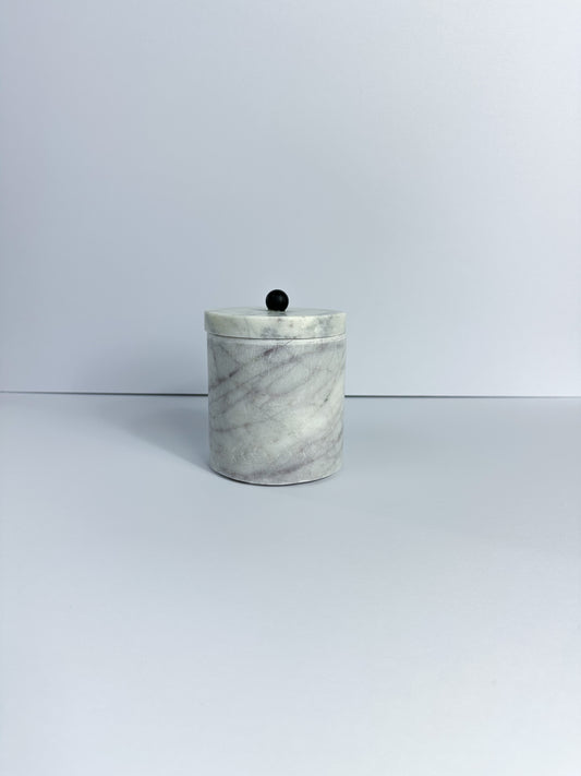 White and Grey Marble Storage Container