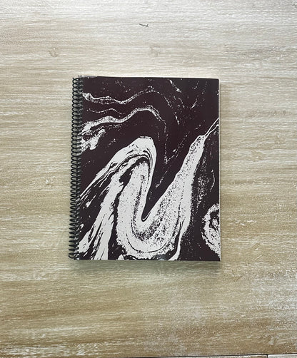 Cream Marble on Signature Velvet Noir Notebook