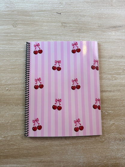 Cherries on Pink Stripes Notebook