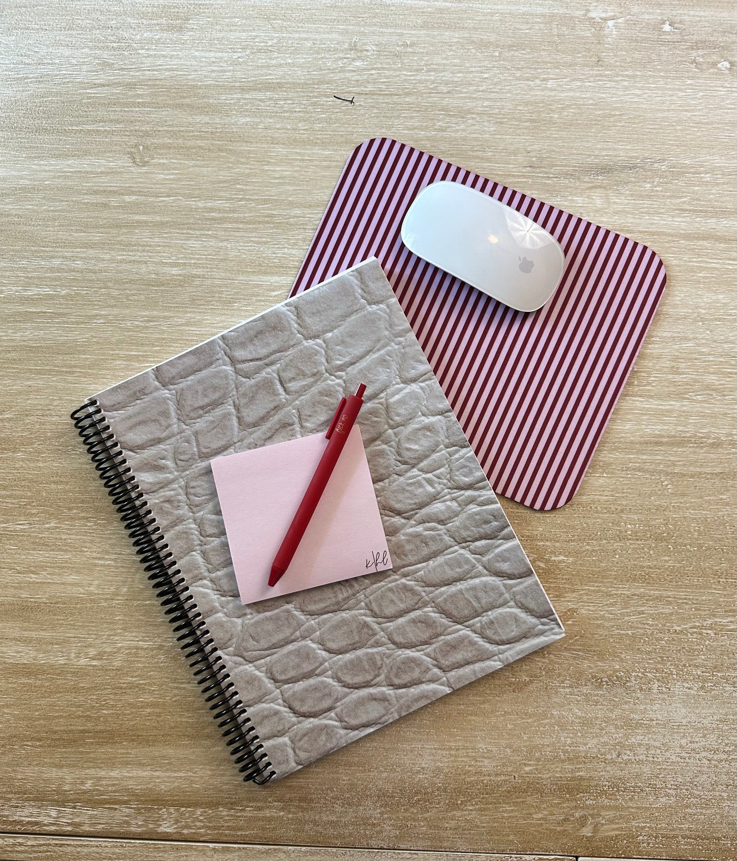 Pink + Red Stripe Mouse Pad