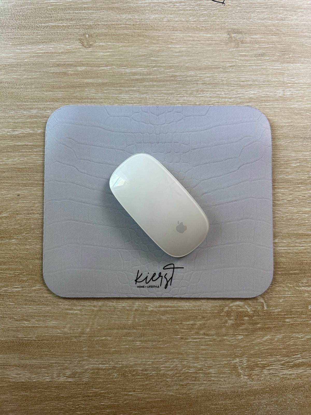White Alligator Print Mouse Pad