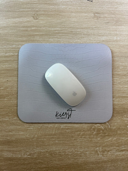 White Alligator Print Mouse Pad