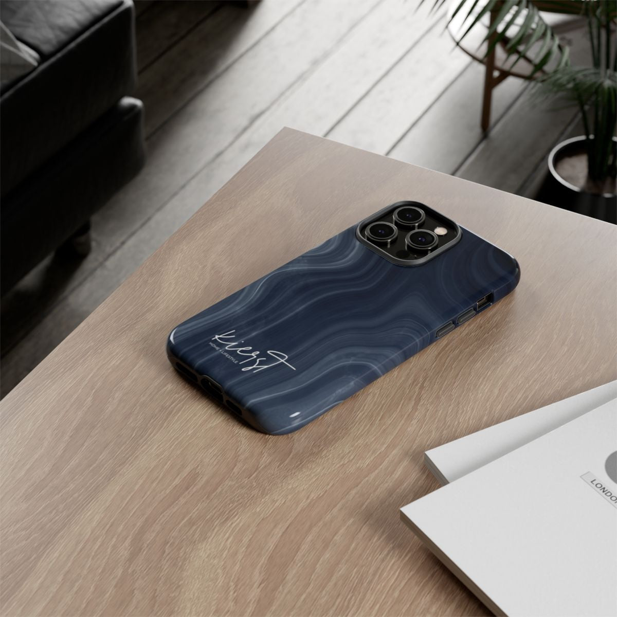 Navy Marble iPhone Case