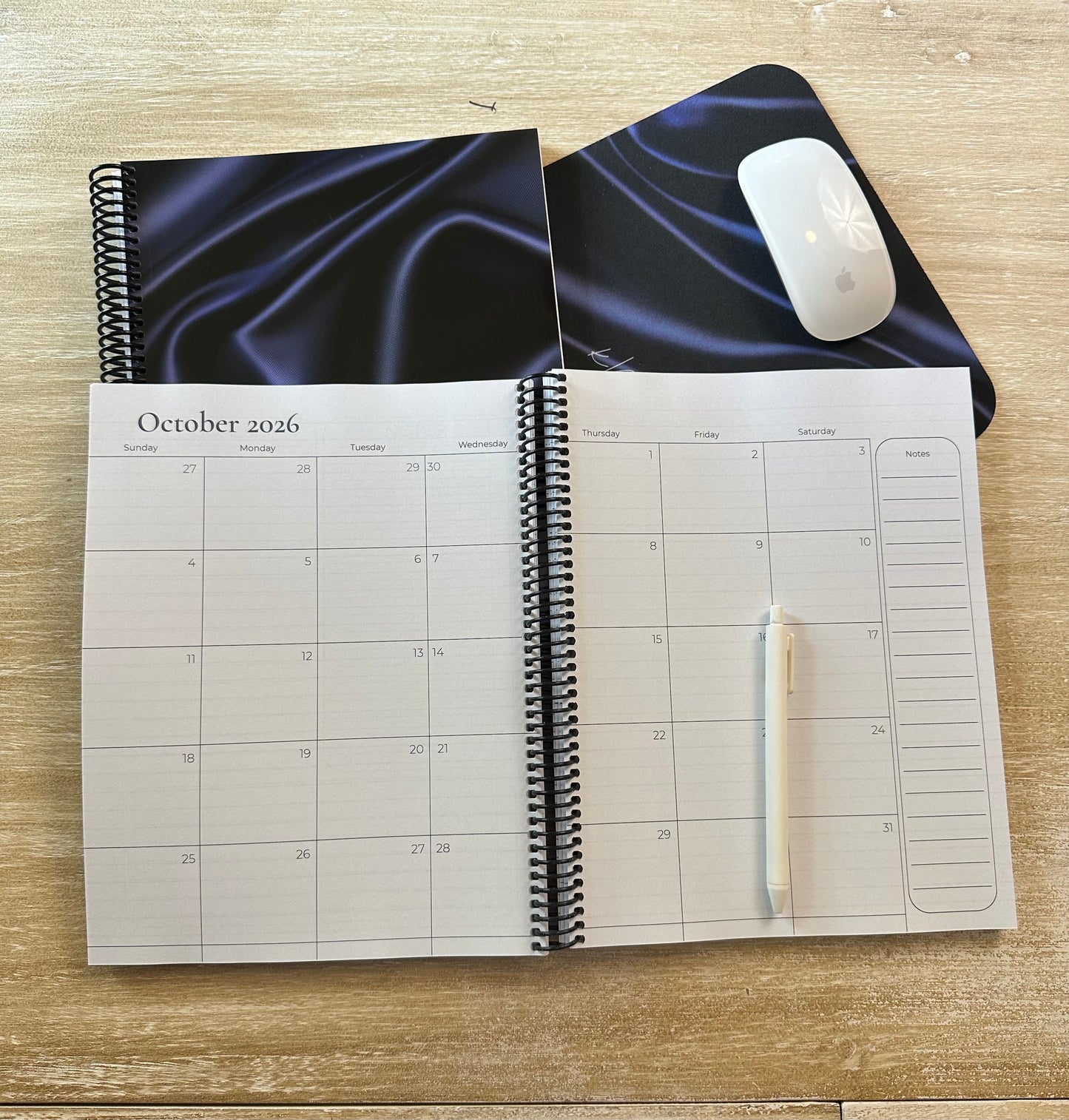 Navy Silk Print Notebook