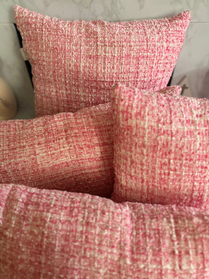 Pink Tweed Throw Pillow