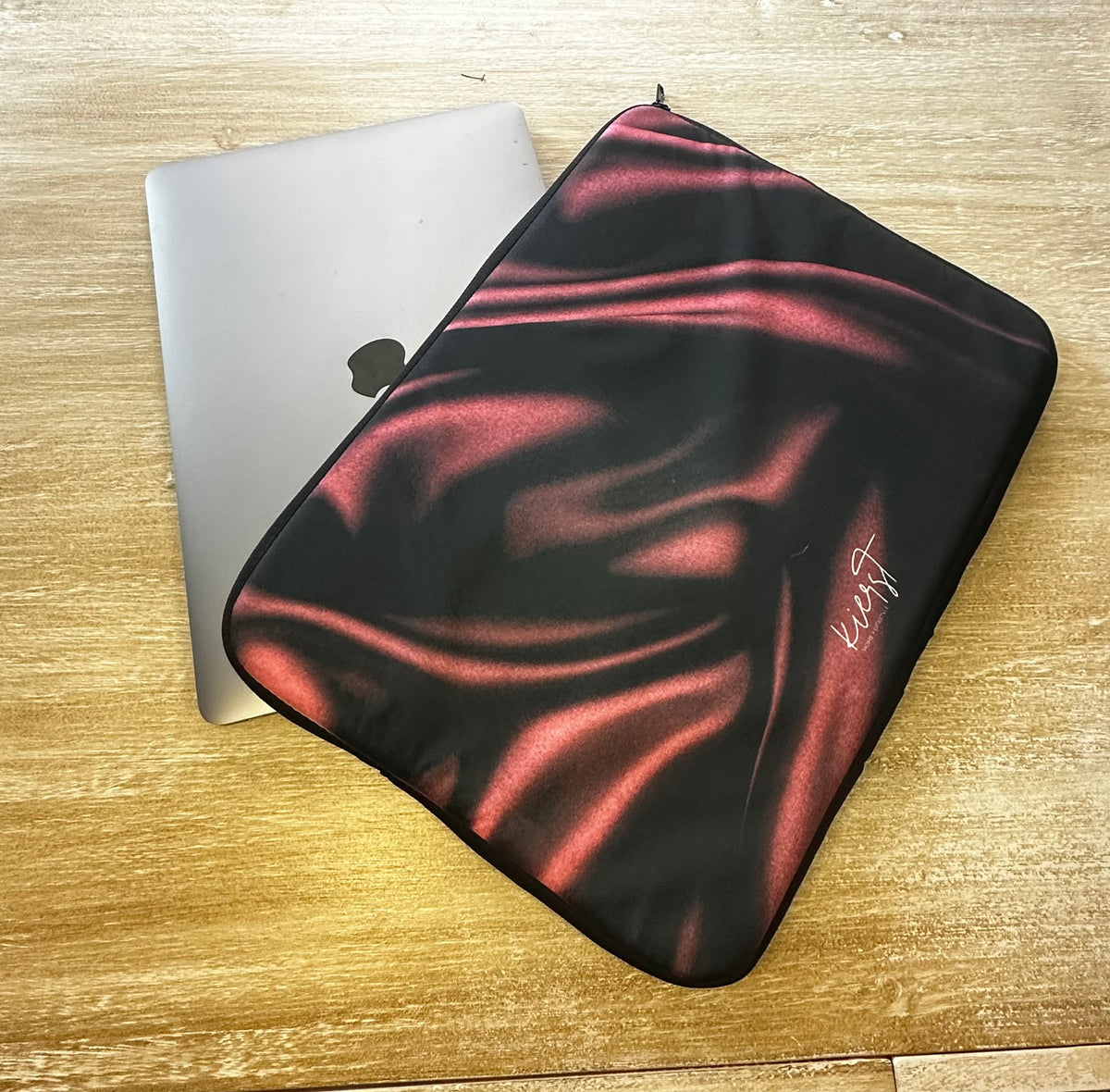 Signature Velvet Noir Silk Print Laptop Sleeve
